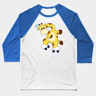 Giraffe Roller skates Inline skating Baseball T-Shirt